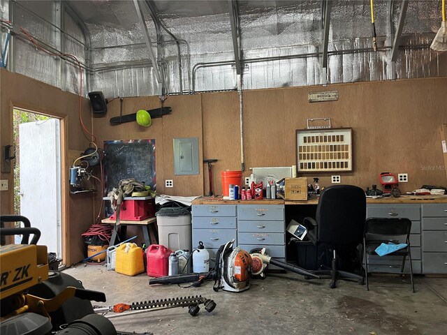 garage with electric panel