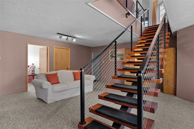 4250 NW 81st Ln, Bell, FL 32619 - stairs with carpet and a textured ceiling