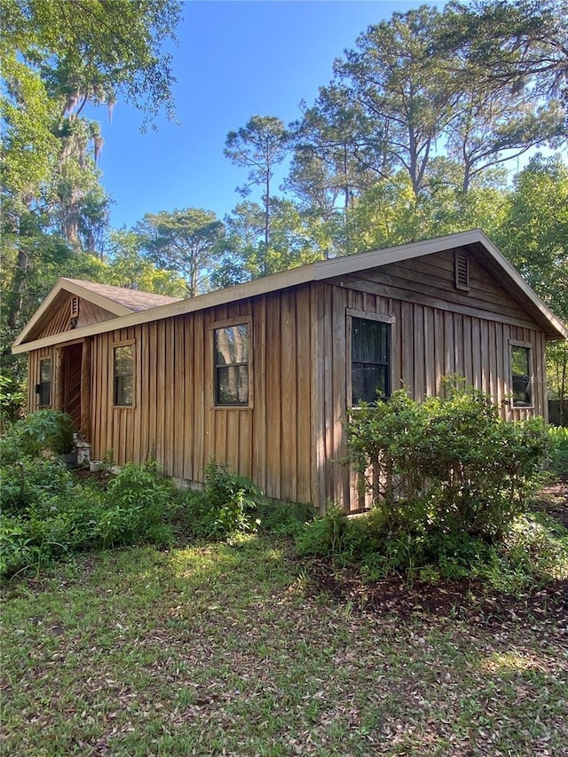 view of home's exterior featuring board and batten siding