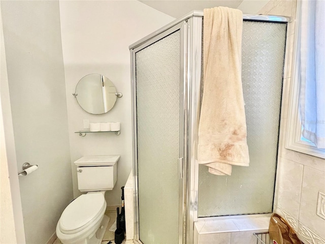 1035 NE 3rd Ave, Gainesville, FL 32601 - full bathroom with toilet, a stall shower, and tile patterned flooring