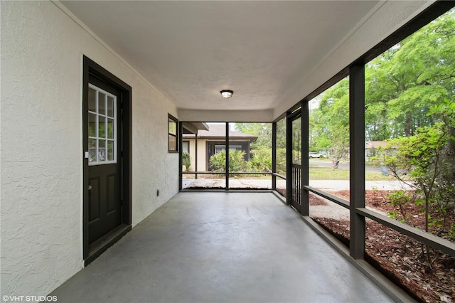 view of unfurnished sunroom