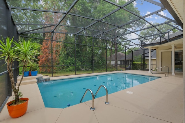 3802 SW 93rd Ter, Gainesville, FL 32608 - swimming pool featuring a patio, a lanai, and ceiling fan