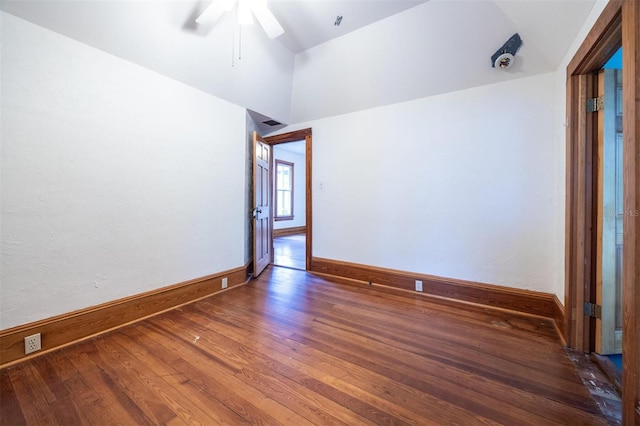 562 NE 2nd Ave, Gainesville, FL 32601 - empty room featuring wood finished floors, a ceiling fan, and lofted ceiling