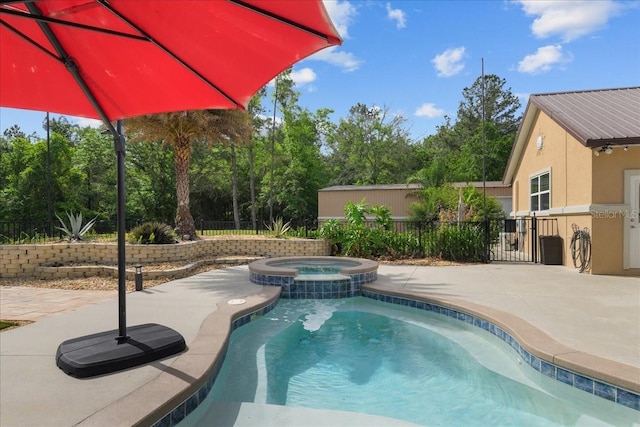 9835 SW 80th Pl, Hampton, FL 32044 - view of pool with a patio, a pool with connected hot tub, and fence