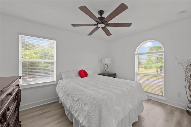 9835 SW 80th Pl, Hampton, FL 32044 - bedroom featuring light wood-type flooring, baseboards, and a ceiling fan