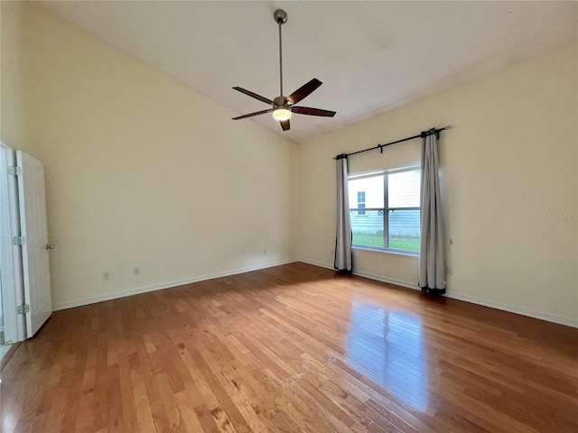 11795 Creek Dr, Alachua, FL 32615 - unfurnished room featuring ceiling fan, light wood finished floors, baseboards, and lofted ceiling