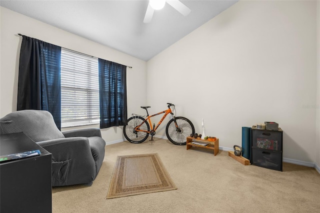 10000 SW 52nd Ave Unit 77, Gainesville, FL 32608 - sitting room with carpet flooring, baseboards, and a ceiling fan
