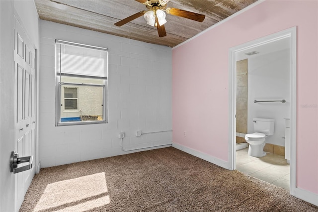 2515 SW 35th Pl Unit 203, Gainesville, FL 32608 - unfurnished bedroom featuring light carpet, ornamental molding, ensuite bath, and a ceiling fan