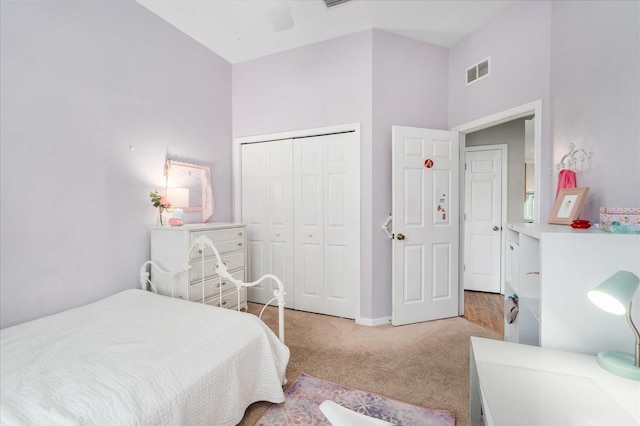 2184 NW 144th St, Newberry, FL 32669 - carpeted bedroom with a closet, visible vents, a ceiling fan, and baseboards