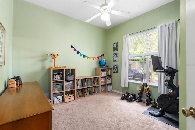 2184 NW 144th St, Newberry, FL 32669 - interior space with baseboards, carpet floors, and ceiling fan