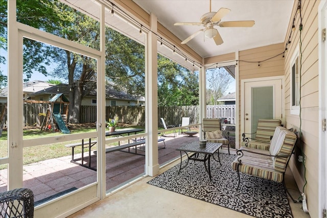 2184 NW 144th St, Newberry, FL 32669 - sunroom / solarium featuring outdoor lounge area and ceiling fan