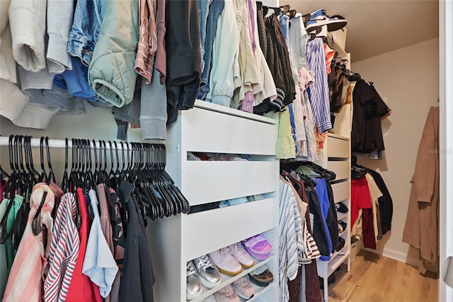 spacious closet featuring wood finished floors