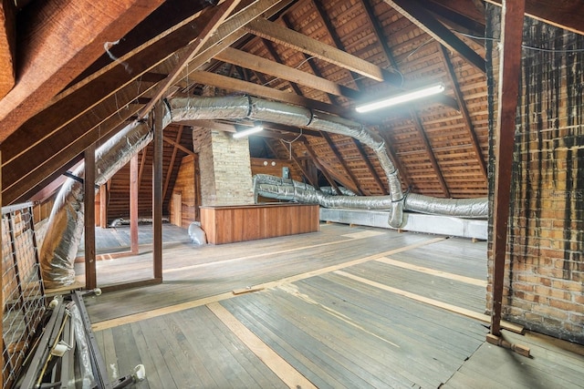 view of unfinished attic