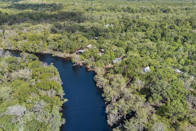 aerial view with a view of trees and a water view