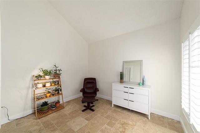 706 NE 1st St Unit 706, Gainesville, FL 32601 - living area with high vaulted ceiling, stone finish floor, and baseboards