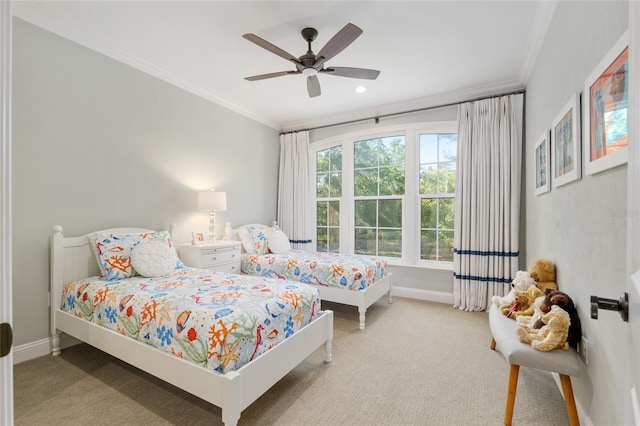 14819 NW 21st Ave, Newberry, FL 32669 - carpeted bedroom with ceiling fan, baseboards, and crown molding