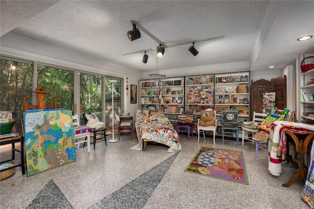 2074 NW 11th Rd, Gainesville, FL 32605 - sitting room featuring a textured ceiling and speckle patterned floor