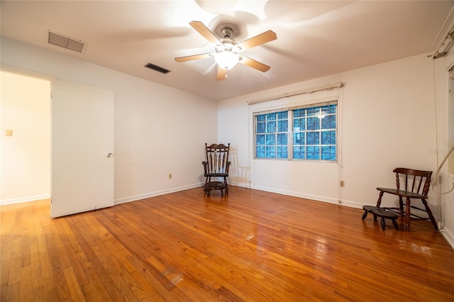 3436 SW 20th St, Gainesville, FL 32608 - unfurnished room with baseboards, visible vents, a ceiling fan, and light wood-type flooring