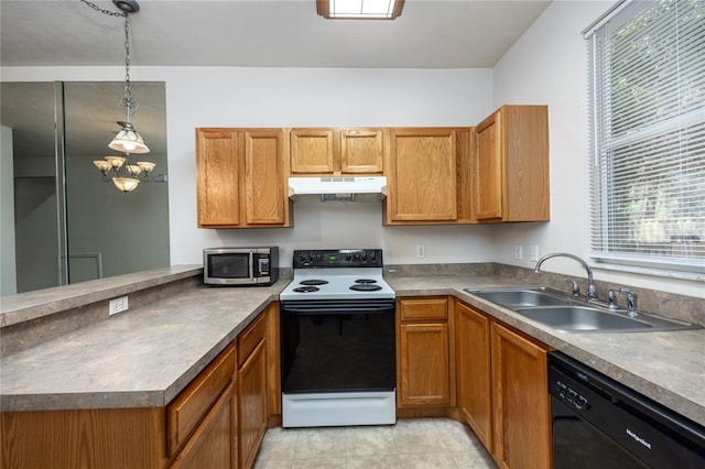 3510 SW 30th Way Unit 158, Gainesville, FL 32608 - kitchen with a sink, dishwasher, electric range oven, stainless steel microwave, and under cabinet range hood