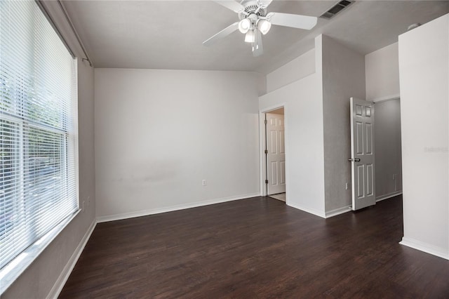 3510 SW 30th Way Unit 158, Gainesville, FL 32608 - unfurnished room featuring vaulted ceiling, baseboards, visible vents, a ceiling fan, and wood finished floors