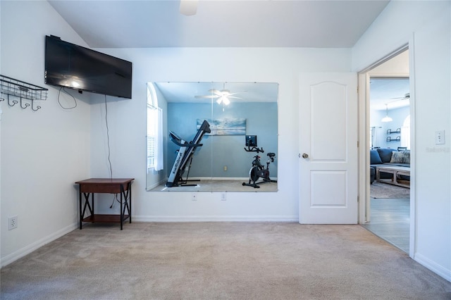 6114 NW 35th St, Gainesville, FL 32653 - interior space featuring a ceiling fan, carpet flooring, and baseboards