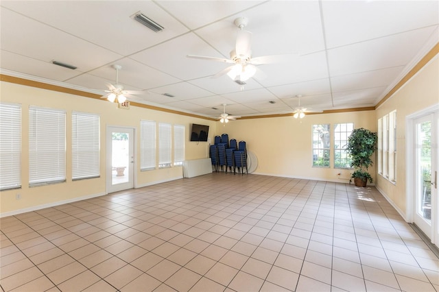 6114 NW 35th St, Gainesville, FL 32653 - empty room featuring visible vents, light tile patterned floors, and ceiling fan