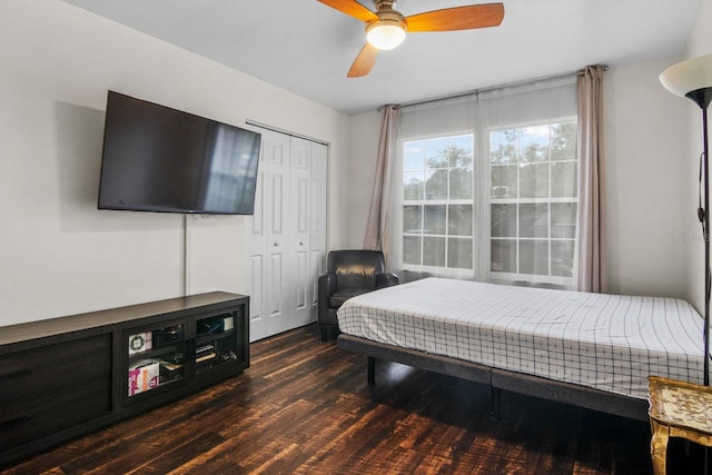 8145 SW 51st Rd, Gainesville, FL 32608 - bedroom featuring wood finished floors, a closet, and ceiling fan