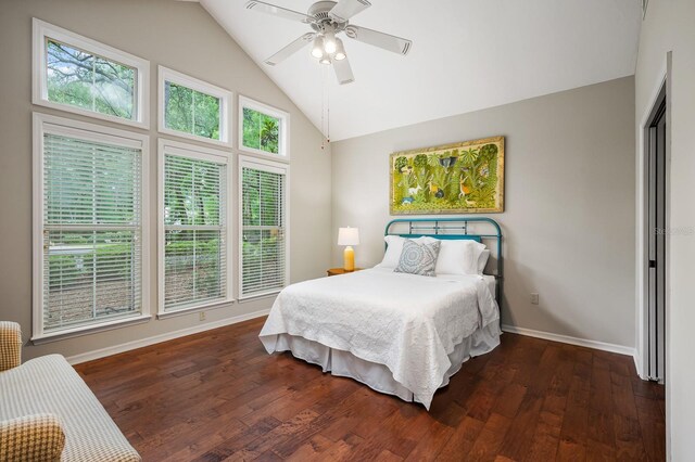 4319 SW 86th Way, Gainesville, FL 32608 - bedroom with vaulted ceiling, wood finished floors, and a ceiling fan