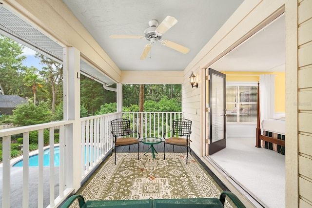 4319 SW 86th Way, Gainesville, FL 32608 - balcony with ceiling fan and view of pool area