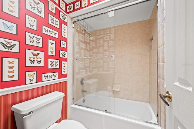 4319 SW 86th Way, Gainesville, FL 32608 - full bathroom with shower / bath combination with glass door and a wainscoted wall