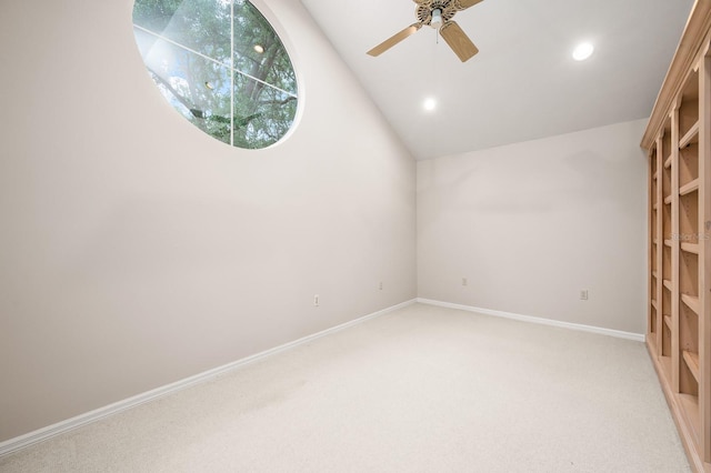 4319 SW 86th Way, Gainesville, FL 32608 - spare room featuring a ceiling fan, light carpet, recessed lighting, and lofted ceiling