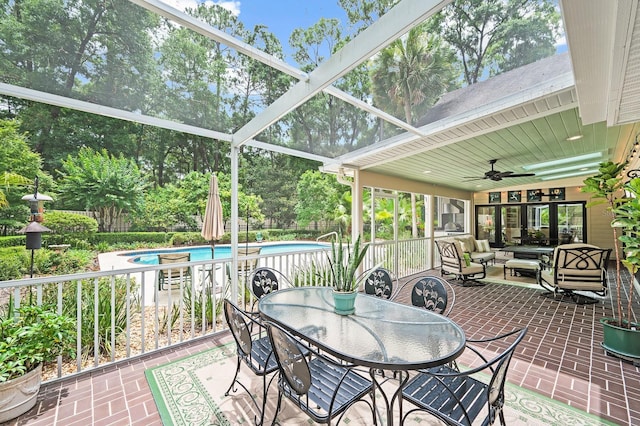 4319 SW 86th Way, Gainesville, FL 32608 - view of patio / terrace featuring an outdoor living space, ceiling fan, and outdoor dining area