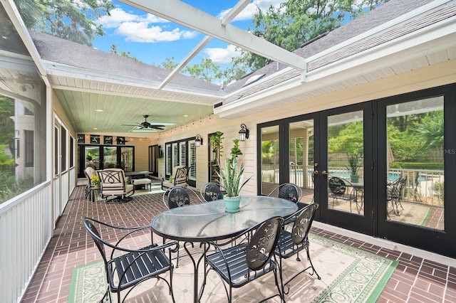 4319 SW 86th Way, Gainesville, FL 32608 - sunroom featuring french doors and a ceiling fan