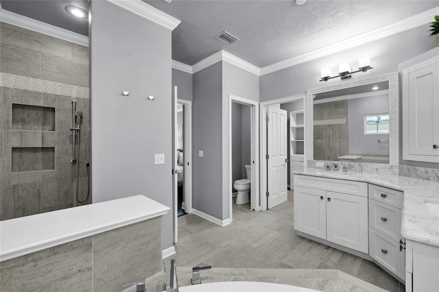 555 NW 134th Way, Newberry, FL 32669 - full bathroom with vanity, walk in shower, toilet, and visible vents