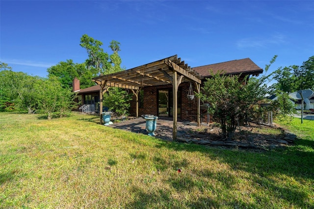 view of yard featuring a pergola and a patio