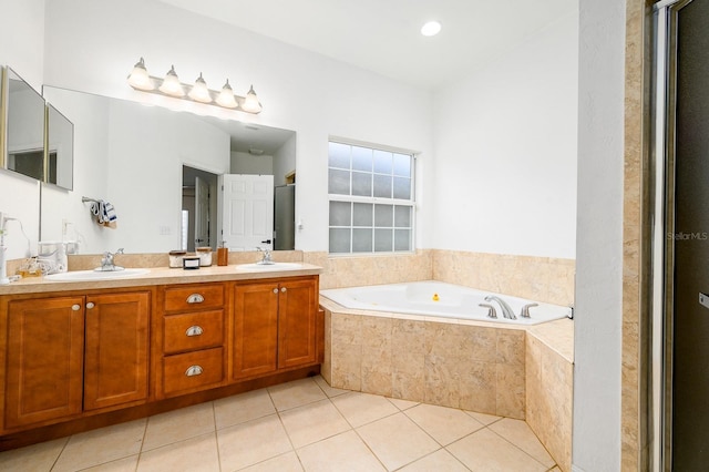1488 NW 120th Way, Gainesville, FL 32606 - full bathroom featuring a sink, tile patterned flooring, double vanity, and a bath