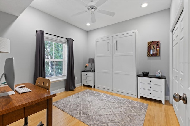 4073 SW 21st Ter, Gainesville, FL 32608 - office space with recessed lighting, ceiling fan, baseboards, and light wood-type flooring