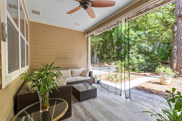 4073 SW 21st Ter, Gainesville, FL 32608 - view of patio with visible vents, a ceiling fan, and outdoor lounge area