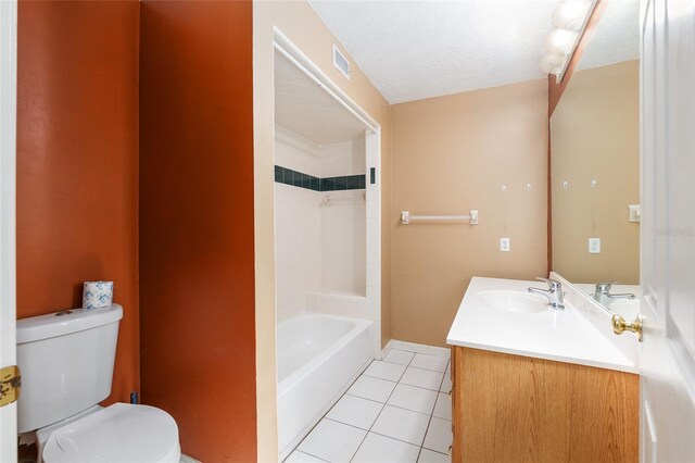 bathroom featuring tile patterned flooring, visible vents, toilet, and vanity