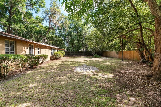 view of yard with a fenced backyard
