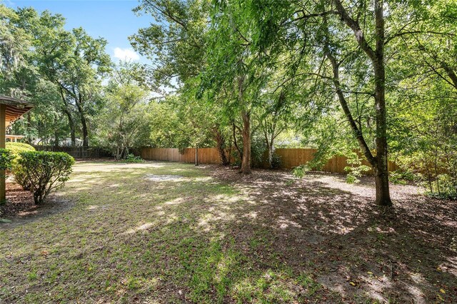 view of yard with a fenced backyard