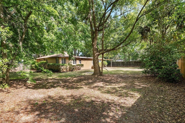 view of yard with a fenced backyard