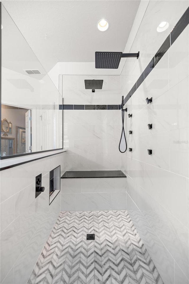 7274 SW 95th Ave, Ocala, FL 34481 - bathroom with recessed lighting, tiled shower, and visible vents
