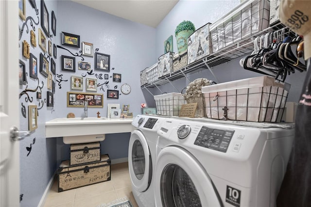 7274 SW 95th Ave, Ocala, FL 34481 - washroom with separate washer and dryer, baseboards, laundry area, and tile patterned floors