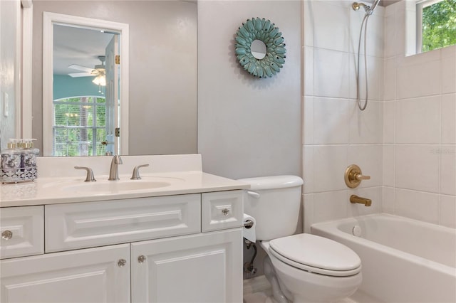 4515 SW 97th Ter, Gainesville, FL 32608 - bathroom with toilet, shower / tub combination, a ceiling fan, and vanity