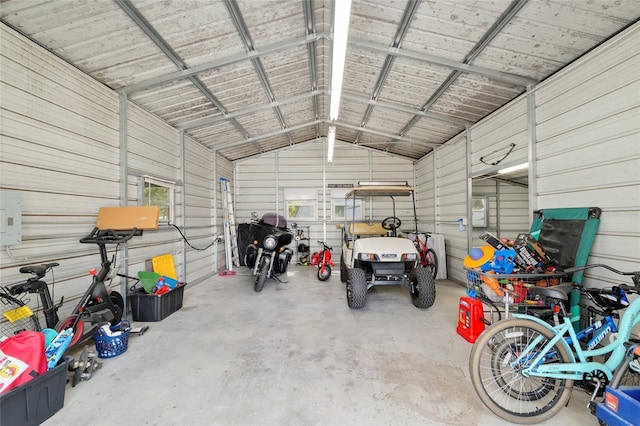 garage featuring metal wall