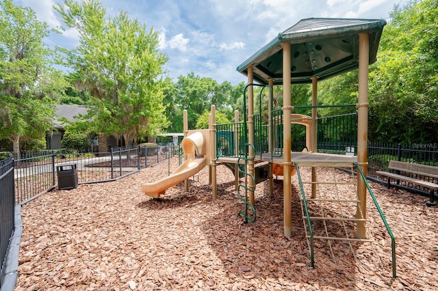 community play area with fence