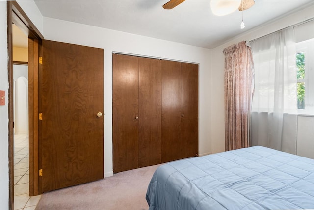 5620 NW 25th St, Gainesville, FL 32653 - carpeted bedroom featuring a ceiling fan