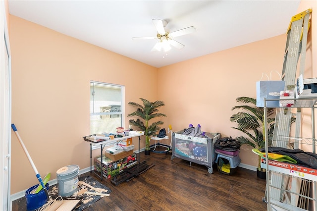 2648 NE 24th Pl, Ocala, FL 34470 - miscellaneous room featuring baseboards, a ceiling fan, and wood finished floors
