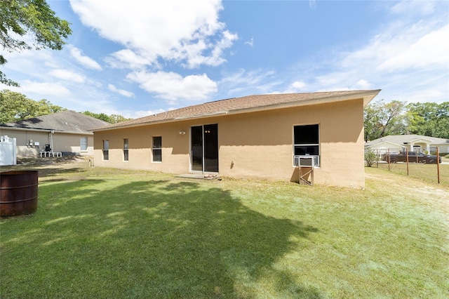 2648 NE 24th Pl, Ocala, FL 34470 - rear view of property featuring stucco siding, a yard, and fence